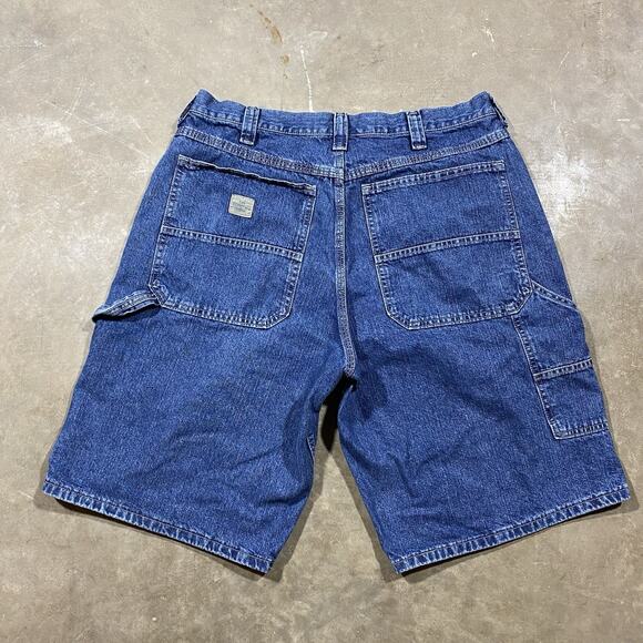 Lee Dungarees Carpenter Denim Shorts Blue 34x11 Made in Mexico Y2K Workwear - Picture 1 of 8